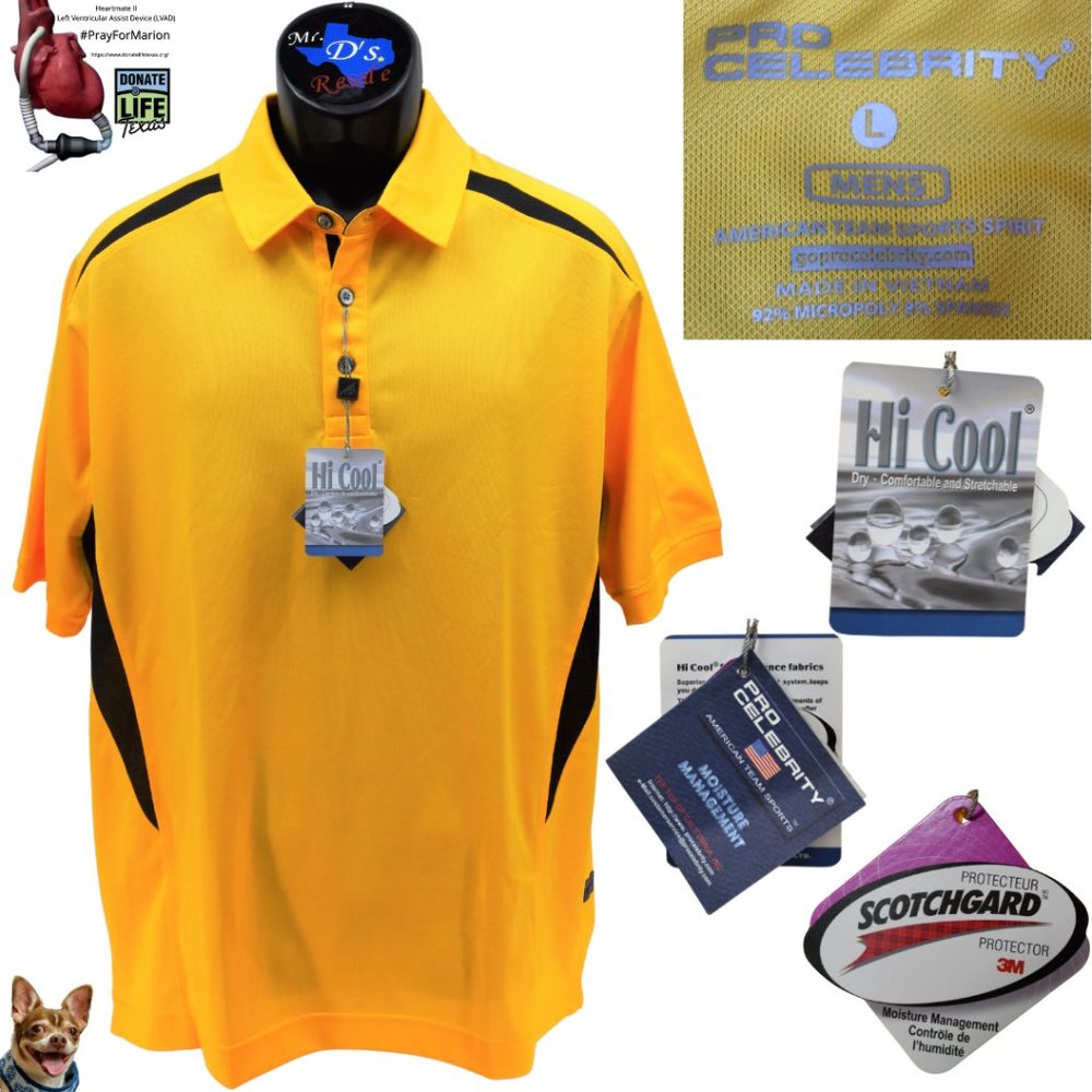 Pro Celebrity L CALIBER Golden Yellow & Black Polo